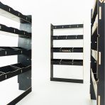 Durable hexaboard modular van racking for Nissan Interstar 2025 with bulkhead and double rear compartment storage