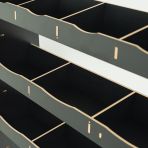 Close-up view of the racking compartments