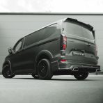 Rear van view of the Ford Transit Custom 2023- Full Predator Body Kit LWB with Rear Door Spoiler