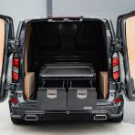 Rear van view of the ProTop Deep Twin Drawer with Sliding Floor displayed with drawers open
