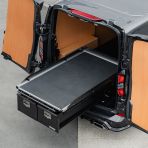 Top angle view of theProTop Deep Twin Drawer with Sliding Floor displayed with drawers and sliding tray open