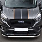 Close-up view of the Transit Custom Sport 2018-2023 Polished Spoiler Bar