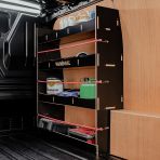 Rear van side angle view of the Fiat Scudo Hexaboard Front Racking and Shelving Unit