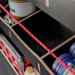 Close-up view of the racking compartments