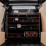 Rear van view of the Fiat Scudo Hexaboard Full-Width Bulkhead Racking Unit