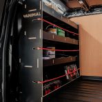 Side van angle view of the Fiat Scudo Hexaboard Full-Width Bulkhead Racking Unit