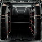 Rear van view of the Fiat Scudo SWB Hexaboard Triple Racking System (Multi-Compartment)