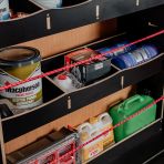 Close-up view of the racking compartments