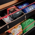 Close-up view of the rear racking compartments