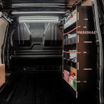 Rear van view of the Fiat Scudo LWB Hexaboard OS Rear Racking and Shelving