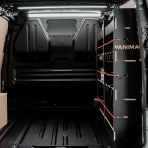 Rear van view of the Fiat Scudo LWB Hexaboard Driver Side Racking (Multi-Compartment)