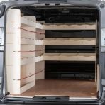 Rear van view of the Fiat Scudo LWB NS Rear Racking and Bulkhead/Front LH L-Rack