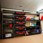 Side van angle view of the Fiat Scudo Hexaboard Driver Side Ulti-Rack Van Racking V2 displayed with Milwaukee toolboxes and equipment