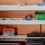 Close-up view of the Fiat Scudo Front Toolbox Racking with x2 Shelves