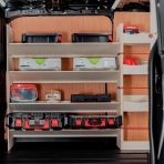 Side van view of the Fiat Scudo LWB Double Rear Racking and Front Toolbox (Triple Pack)