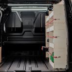 Rear van view of the Fiat Scudo LWB Full Driver Side with Front Toolbox/Compartments Ply Racking