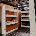 NS rear van view of the Fiat Scudo LWB Double Rear and Full-Width Bulkhead Ply Racking (Triple Pack)