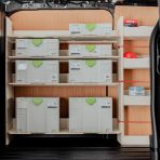 Side van view of the Fiat Scudo LWB Double Rear and Front Festool Ply Racking (Triple Pack)