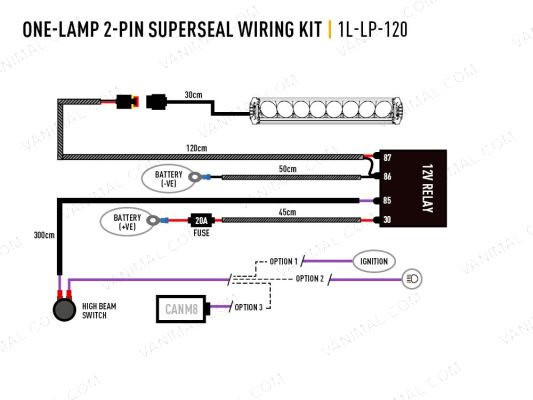 Single-Lamp Wiring Kit (2-Pin, Superseal, 12V)