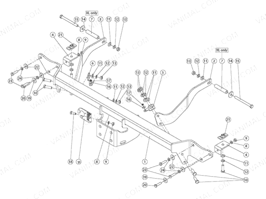 Fiat Ducato IV Van 2006- Flange Towbar Diagram
