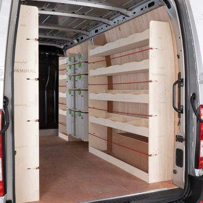 Premium plywood double rear and front Festool Systainer shelves with infill for Nissan Interstar 2025