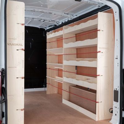 Nissan Interstar 2025 premium plywood racking system with toolbox front and twin rear modules