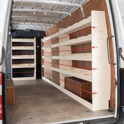 Nissan Interstar 2025 L3 premium plywood full driver side toolbox and bulkhead van racking