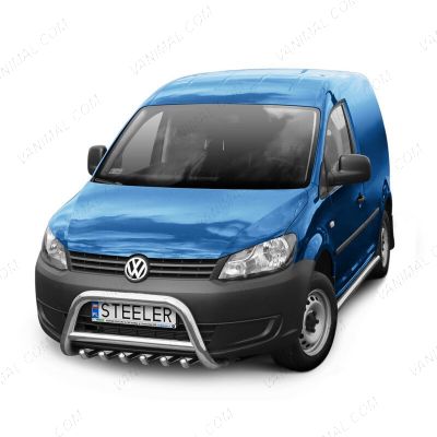 VW Caddy 2010-2015 Polished Front A-Bar with Axle Bars