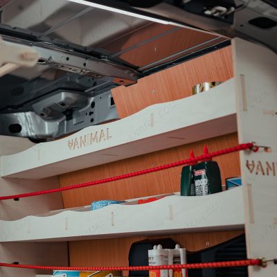 Close-up view of the OS top shelf rack