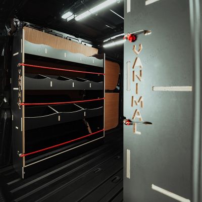 Complete Nissan Townstar 2022 L2 triple van racking system, rugged black finish