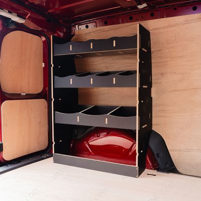 Nissan Townstar 2022 L2 double rear van racking in black hexaboard finish