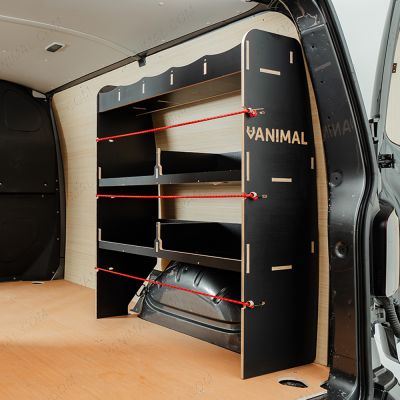 Rear van side angle view of the Fiat Scudo SWB Hexaboard OS Rear MakPac/Toolbox Van Racking