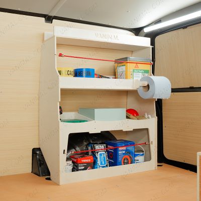 Side van angle view of the Fiat Scudo Rear Ulti-Rack Van Racking V2 displaying equipment and tools