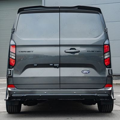 Rear van view of the Transit Custom 2023- Gloss Black Rear Diffuser