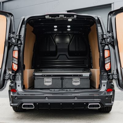 Front view of the VW Transporter T7 2025- ProTop Twin Drawer System with Sliding Tray