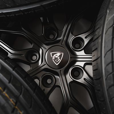 Close-up view of the Predator branding decal