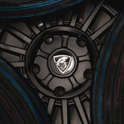 Close-up view of the Predator branding decal 