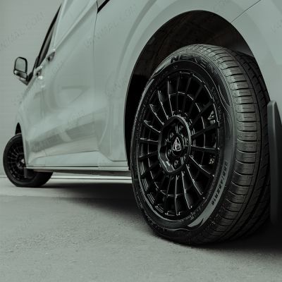 18-inch Predator Iconic Matte Black Alloy Wheel fitted on the Ford Transit Custom 2023- 