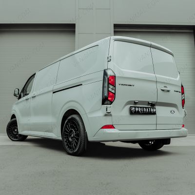 Rear van view of the Transit Custom 2023- 18" Predator Iconic Matte Black Alloy Wheel