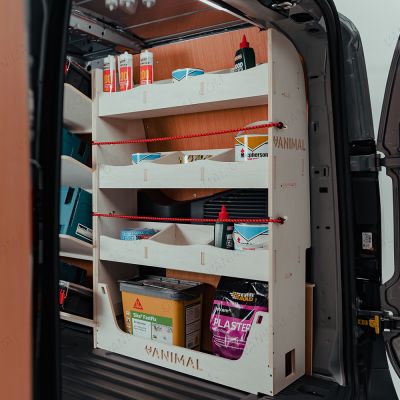 Nissan Townstar 2022 L2 full offside van racking system with toolbox shelving and rear compartments