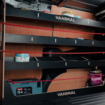 Side van view of the Transit Courier 2024- Hexaboard NS Rear and XL OS/Driver Side Van Racking (Pair)