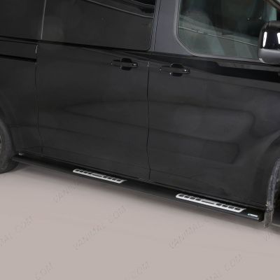 Ford Transit Custom 2023- LWB Black Side Bars with Side Steps