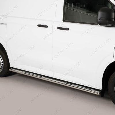 Ford Transit Custom 2023- SWB Polished Side Bars with Side Steps