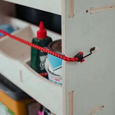 Close-up view of the racking compartments