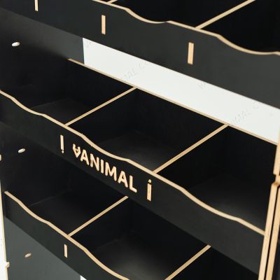 Close-up view of the racking compartments