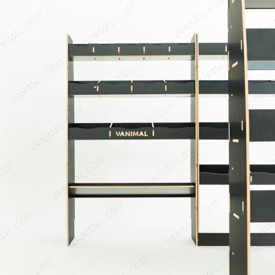 Side van view of the MAN TGE 2017- MWB Hexaboard Triple Van Racking with Toolbox Shelf