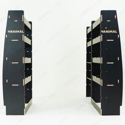 Rear van view of the MAN TGE 2017- MWB Hexaboard Triple Van Racking System with x2 Toolbox Shelves