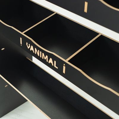 Close-up view of the racking compartments and shelf