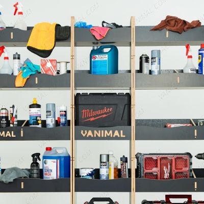 Nissan Interstar 2025 hexaboard driver‑side and nearside racking with front and rear shelving