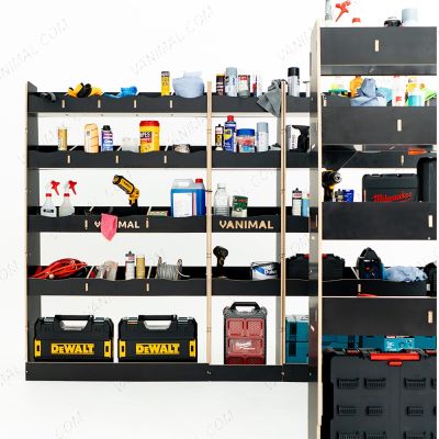 Nissan Interstar 2025 full‑coverage hexaboard racking with front module and continuous middle and rear storage